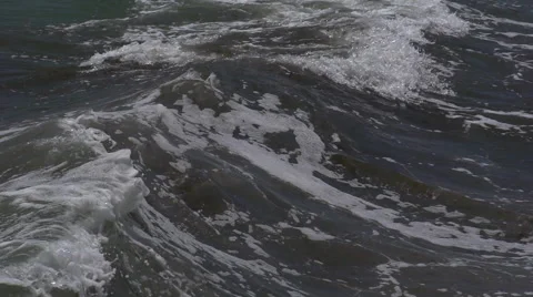 The big waves break against the shore Video stock 53375426