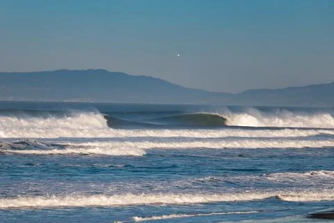 Big waves break at Ocean Beach, San Francisco Stock Photos