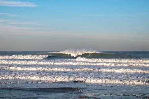 Big waves break at Ocean Beach, San Francisco Stock Photos