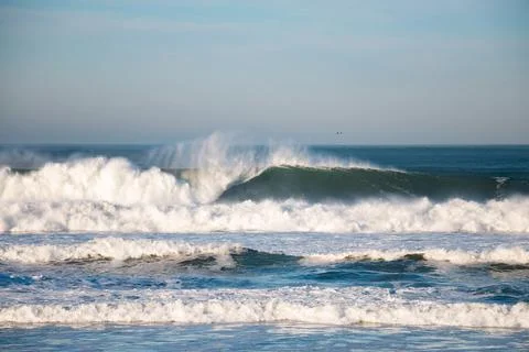 Big waves break at Ocean Beach, San Francisco Stock Photos