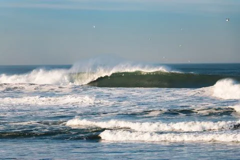 Big waves break at Ocean Beach, San Francisco Stock Photos