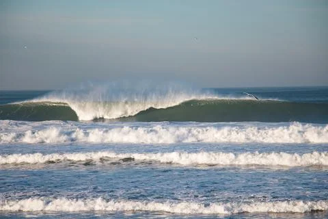 Big waves break at Ocean Beach, San Francisco Stock Photos