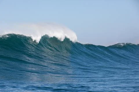 Big waves breaking on an reef along the coast of South Africa Stock Photos