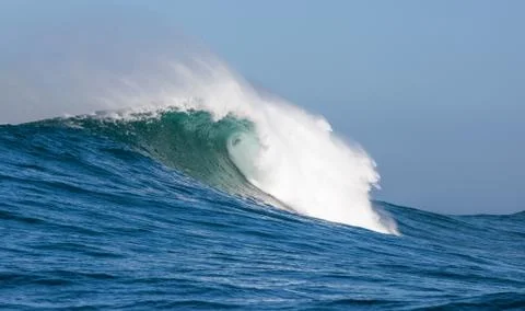 Big waves breaking on an reef along the coast of South Africa Stock Photos