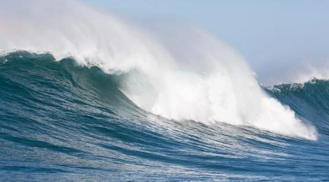 Big waves breaking on an reef along the coast of South Africa Stock Photos