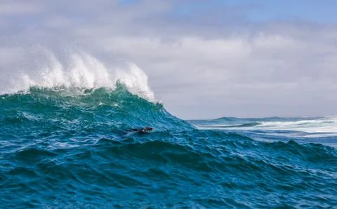 Big waves breaking on an reef along the coast of South Africa Stock Photos
