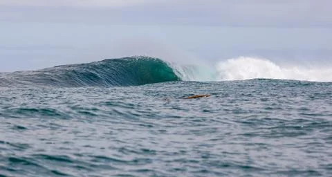 Big waves breaking on an reef along the coast of South Africa Stock Photos
