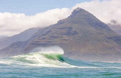 Big waves breaking on an reef along the coast of South Africa Stock Photos