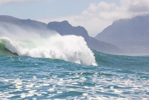 Big waves breaking on an reef along the coast of South Africa Stock Photos
