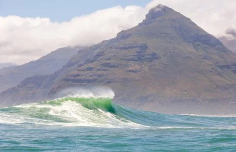Big waves breaking on an reef along the coast of South Africa Stock Photos