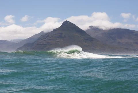 Big waves breaking on an reef along the coast of South Africa Stock Photos