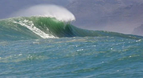 Big waves breaking on an reef along the coast of South Africa Stock Photos
