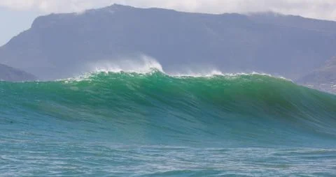 Big waves breaking on an reef along the coast of South Africa Stock Photos