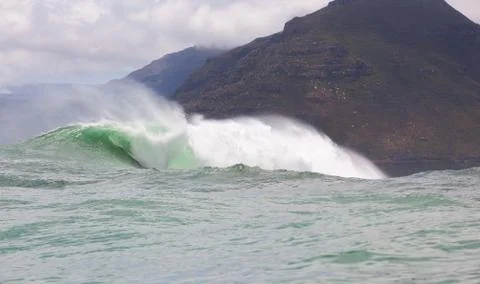 Big waves breaking on an reef along the coast of South Africa Stock Photos