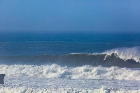 Big Waves Breaks at Mavericks surf spot Stock Photos