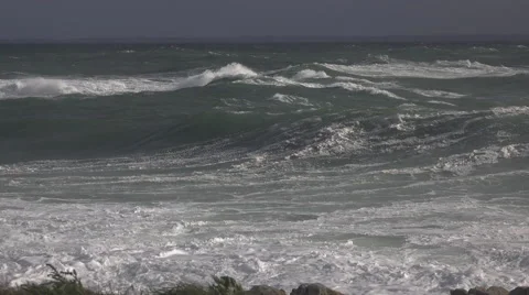 Big waves crashing Stock Footage 61553053