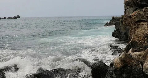 Big waves crashing Stock Footage 80262830