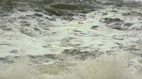 Big waves during a storm in the winter. Slow motion. Stock Footage 65298430