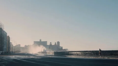 Big waves hit the shore. Stock Footage 72493357