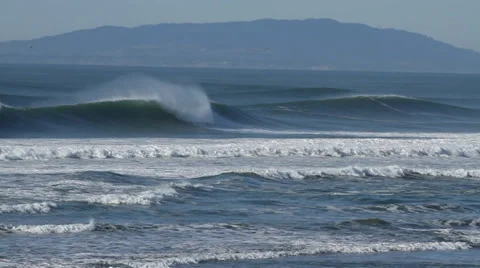 Big Waves hitting the Beach Stock Footage 36670013