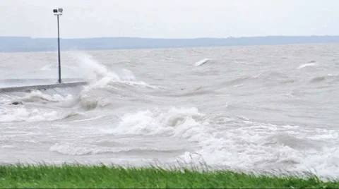 Big waves at Lake Balaton Stock Footage 38155367