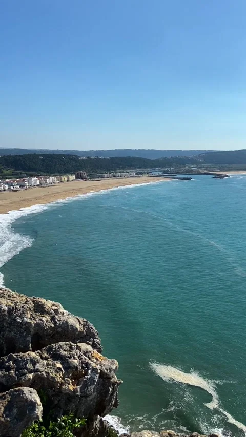 Big waves on the ocean beach. Beach on the ocean from above. Panorama of the Stock Footage 316392814
