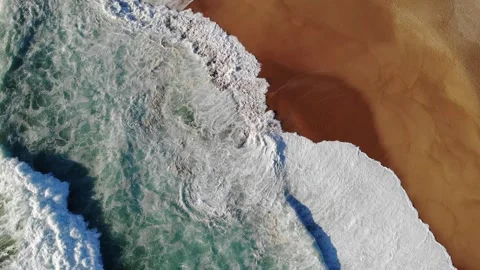 Big waves in ocean or sea. Close up view at sunset. Aerial drone view. Flying Stock Footage 247502265