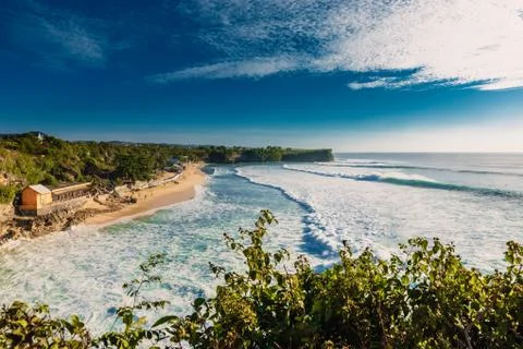 Big waves in ocean. Perfect waves for surfing Stock Photos