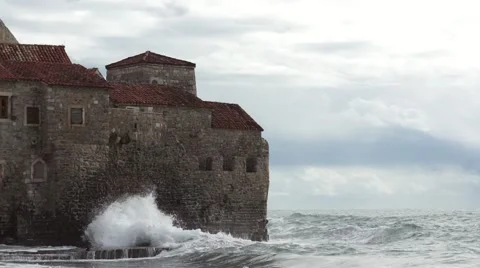 Big waves in the old town Stock Footage 46450032