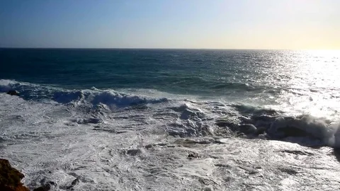 Big waves in Porto Ferro shore. Sardinia, Italy Stock Footage