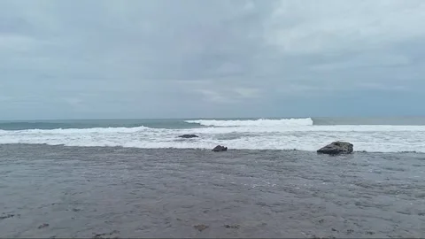 Big waves on the rocks Stock Footage 306021783