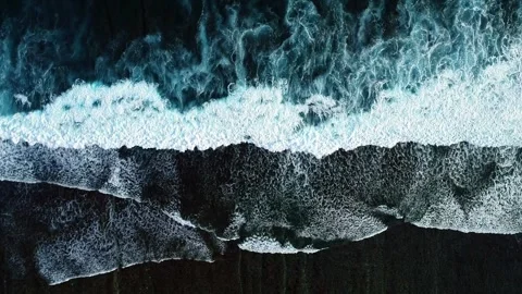Big Waves rolling from above. Top down 4k drone view on blue turquoise ocean Stock Footage 246531060