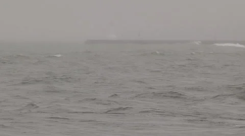 Big waves rolling in ahead of storm Stock Footage 68961497