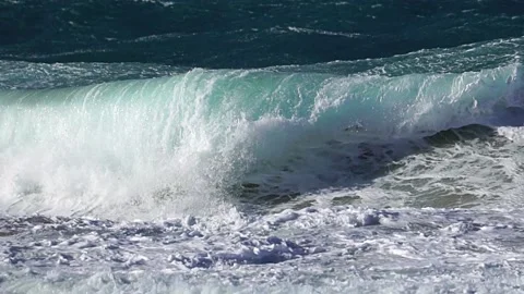 Big waves rolling, closer view Stock Footage 183985719