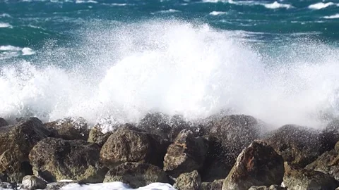 Big waves rolling, closer view Stock Footage 188439127