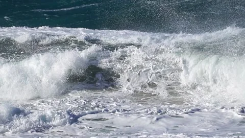 Big waves rolling, closer view Stock Footage 190585799