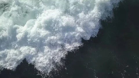 Big waves in the sea, close up, top view Stock Footage 100072418