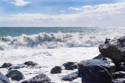 Big waves of the sea Stock Photos
