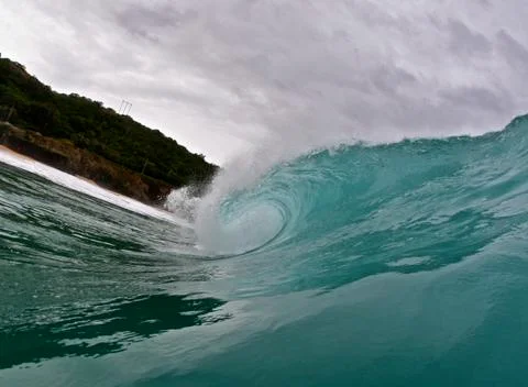 Big Waves Shorebreak Stock Photos