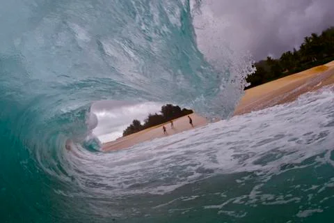Big Waves Shorebreak Stock Photos