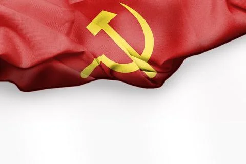 Big wavy communist flag on white background textile fabric. Stock Illustration