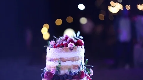 Big wedding cake with strawberries Video stock 80928685