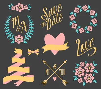 BIG Wedding graphic set Stock Illustration