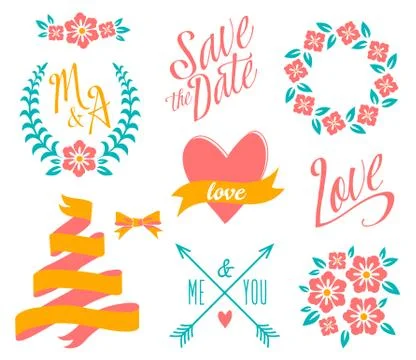 BIG Wedding graphic set Illustrazione stock