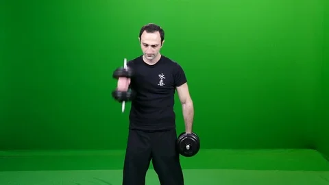 Big Weights on Green Screen 库存影片 83738499
