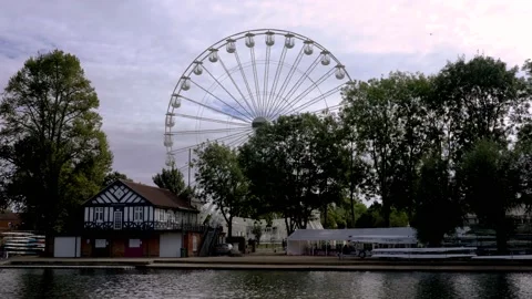 The Big Wheel along the Riverside in Stratford Upon Avon Stock Footage 163607095