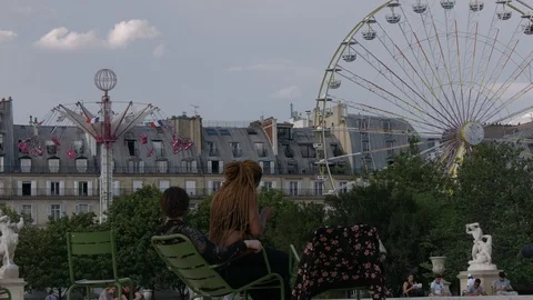 Big wheel in Paris Stock Footage 89347643