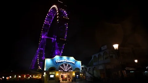 Big wheel in Prater at night 스톡 동영상 108739742