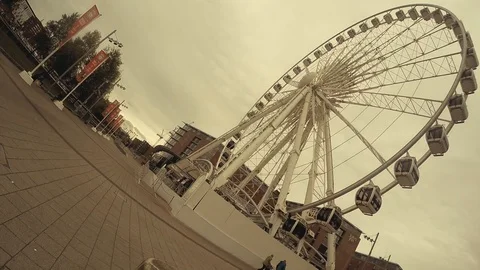 Big wheel in the Royal Albert Dock in Liverpool Stock Footage 118848253