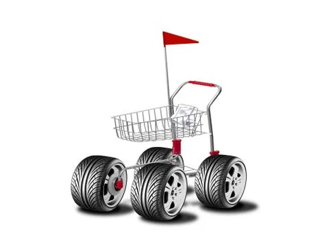 Big wheels shooping cart Stock Illustration